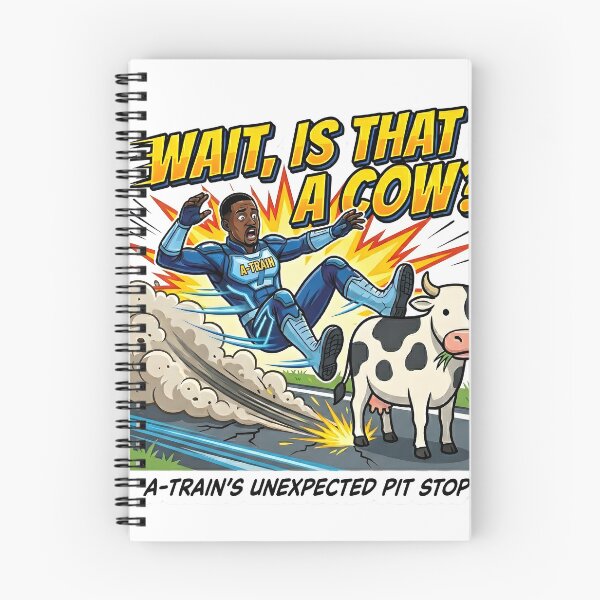 Item preview, A-Train vs. The Cow | Unexpected Pit Stop Sticker designed and sold by Echo Meme.