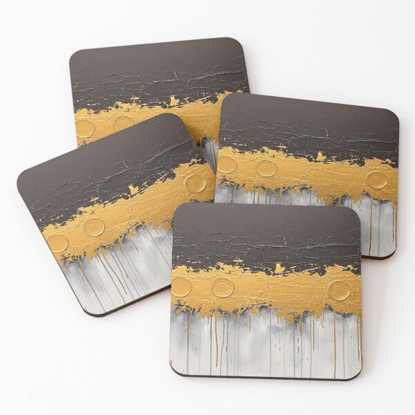 Item preview, Abstract Black Gold Texture Drip Painting designed and sold by PixorStudio.