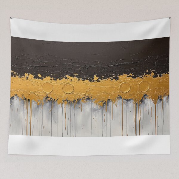 Item preview, Abstract Black Gold Texture Drip Painting designed and sold by PixorStudio.