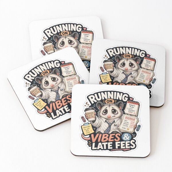Item preview, Running on Vibes & Late Fees Funny Possum Meme designed and sold by ymzartnft44.