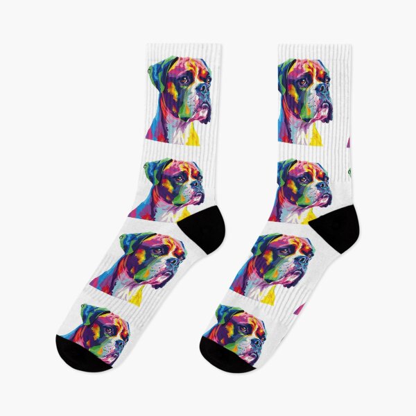 Item preview, Colorful pop-art Boxer puppy dog designed and sold by MendaciousMina.