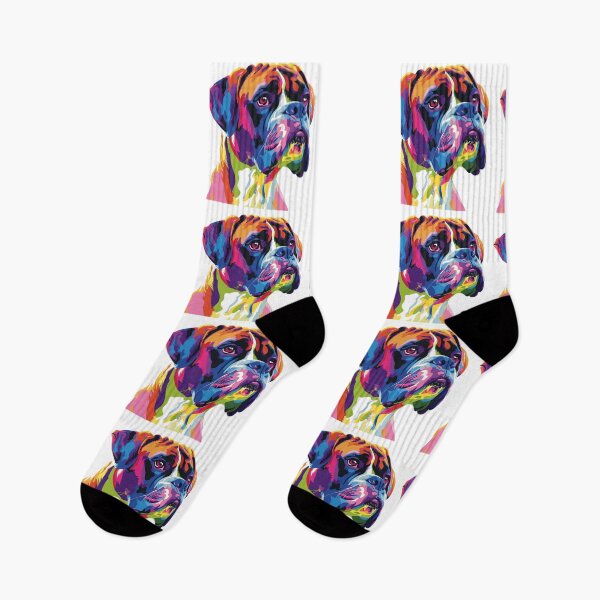 Item preview, Colorful pop-art Boxer puppy dog designed and sold by MendaciousMina.