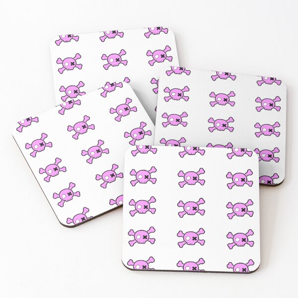 Item preview, Pink Emo Punk Cartoon Skull Crossbones designed and sold by MIMIWIWI.
