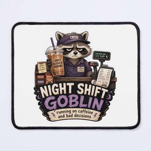 Item preview, Night Shift Goblin Raccoon – Funny Caffeine Coffee Meme designed and sold by ymzartnft44.