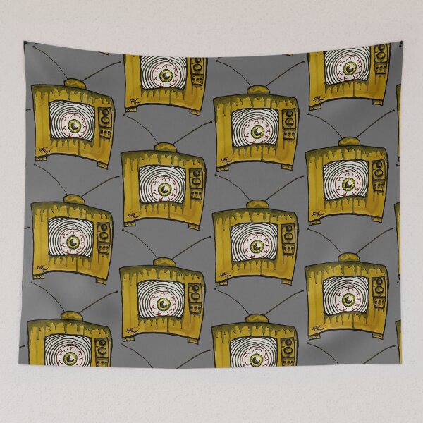 Item preview, Hypnotic Eye Retro TV Surreal Illustration designed and sold by Grimmlar.