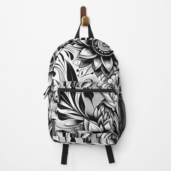Item preview, Black White Floral Engraving Pattern Art designed and sold by Apex Designs.