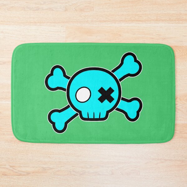 Item preview, Cyan Emo Punk Cartoon Skull Crossbones designed and sold by MIMIWIWI.