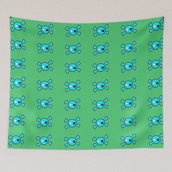 Item preview, Cyan Emo Punk Cartoon Skull Crossbones designed and sold by MIMIWIWI.