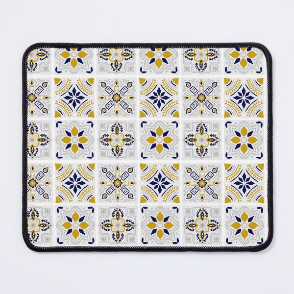 Item preview, Hand drawn tile patten, navy ochre and grey pattern, designed and sold by findlost.