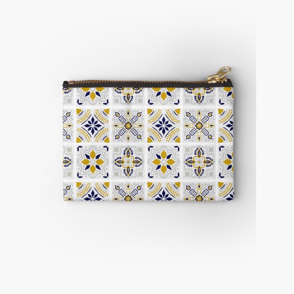 Item preview, Hand drawn tile patten, navy ochre and grey pattern, designed and sold by findlost.