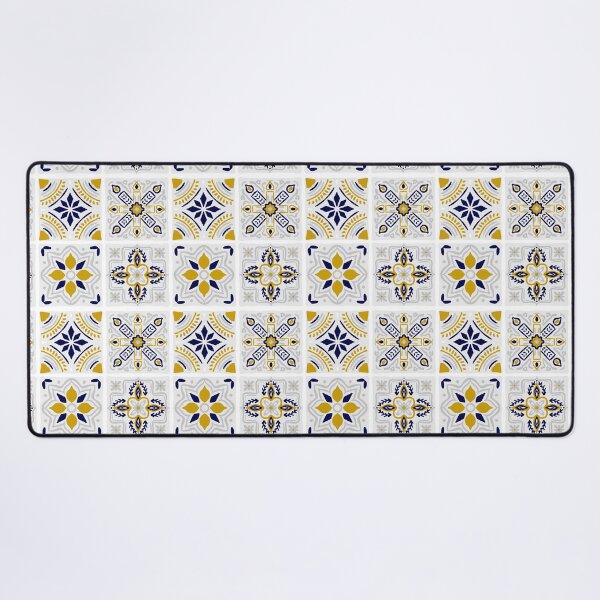 Item preview, Hand drawn tile patten, navy ochre and grey pattern, designed and sold by findlost.