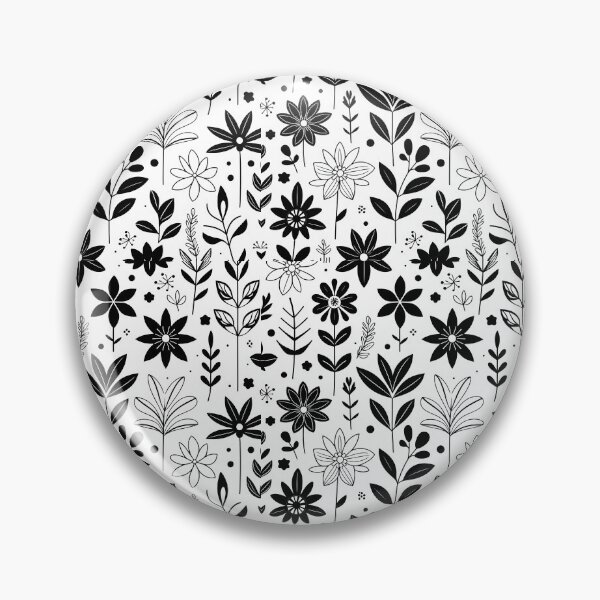 Item preview, Minimal Black White Folk Floral Pattern designed and sold by Apex Designs.