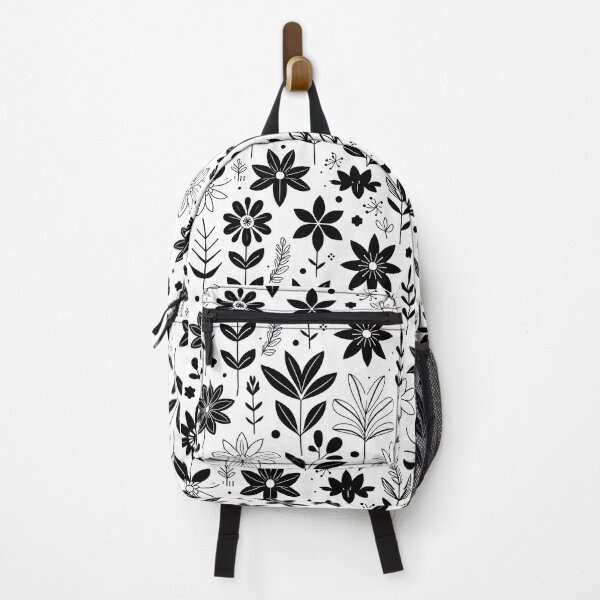 Item preview, Minimal Black White Folk Floral Pattern designed and sold by Apex Designs.
