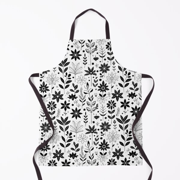 Item preview, Minimal Black White Folk Floral Pattern designed and sold by Apex Designs.
