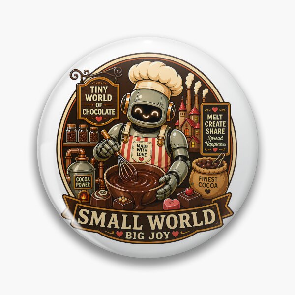Item preview, Cute Robot Chocolate Maker Small World Big Joy Retro Candy Bakery Design designed and sold by Digital Culture Studio.