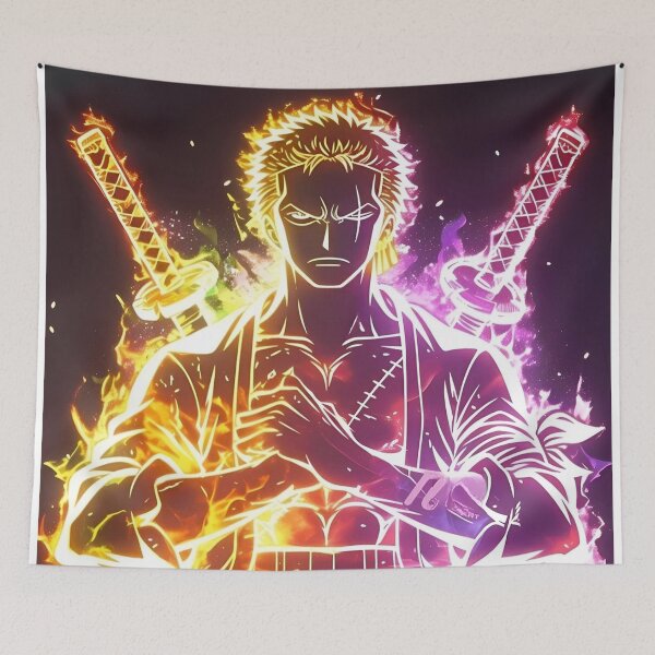 Item preview, Roronoa Zoro | Neon Samurai Swordsman Aura – Anime Inspired Warrior Glow Art designed and sold by Dyan4.