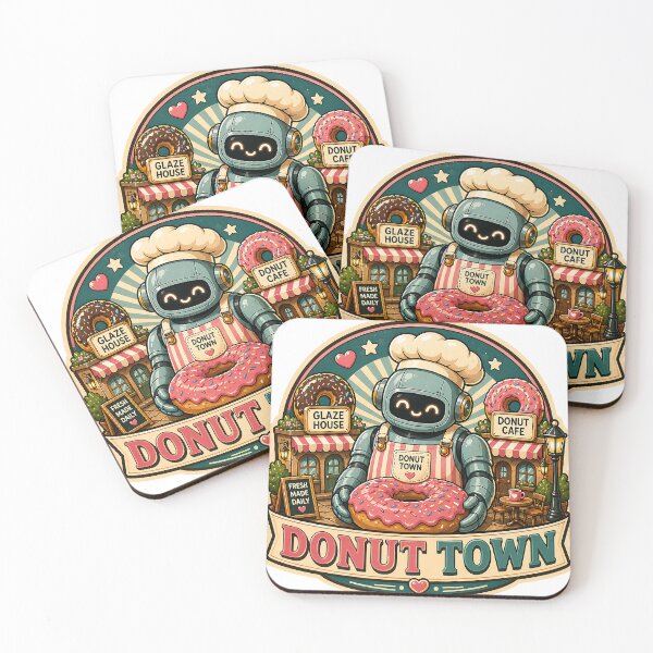 Item preview, Cute Robot Donut Town Baker Retro Kawaii Cafe Mascot designed and sold by Digital Culture Studio.