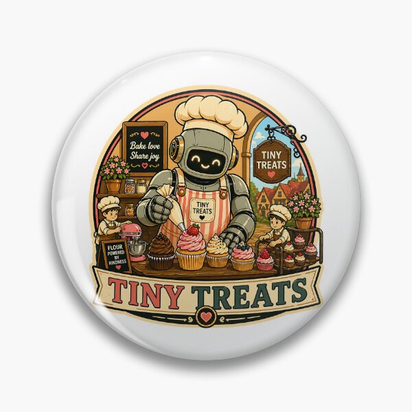 Item preview, Cute Robot Cupcake Baker Tiny Treats Retro Kawaii Bakery Mascot Design designed and sold by Digital Culture Studio.