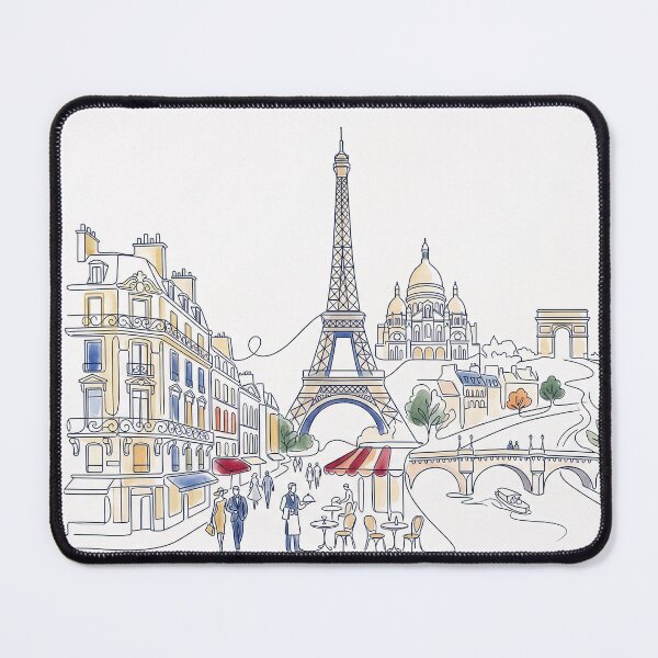 Item preview, Minimal Line Art Paris Cityscape Eiffel Tower Scene designed and sold by PixorStudio.
