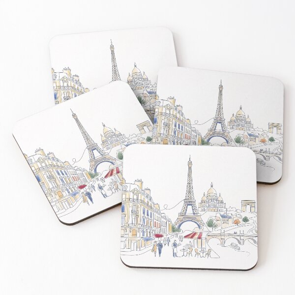 Item preview, Minimal Line Art Paris Cityscape Eiffel Tower Scene designed and sold by PixorStudio.