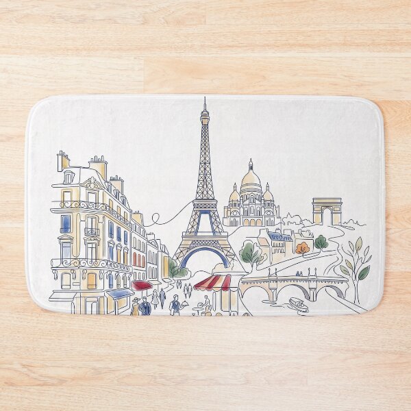 Item preview, Minimal Line Art Paris Cityscape Eiffel Tower Scene designed and sold by PixorStudio.