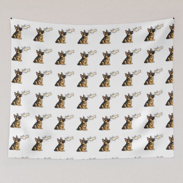 Item preview,  BOOP - German shepherd getting a tap on the nose -STICKER designed and sold by CROFTARTS.