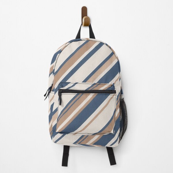 Item preview, Modern Navy Blue and Tan Diagonal Stripe Geometric Pattern designed and sold by A1DesignMinimal.