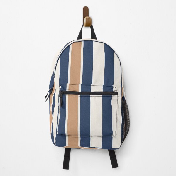 Item preview, Classic Navy Blue, Tan and Cream Vertical Stripe Pattern designed and sold by A1DesignMinimal.