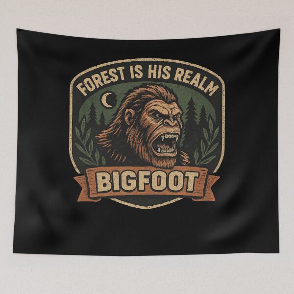 Item preview, Forest Is His Realm Bigfoot Badge designed and sold by SiarheiYur.