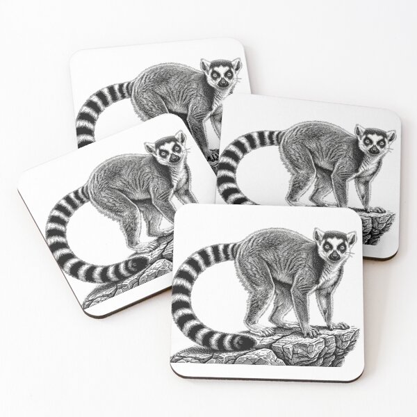 Item preview, Realistic bold line lemur on rock designed and sold by Minimalisticaly.