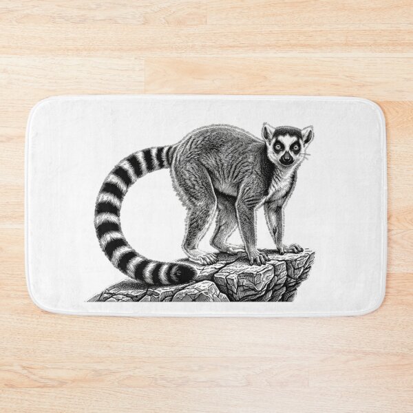 Item preview, Realistic bold line lemur on rock designed and sold by Minimalisticaly.