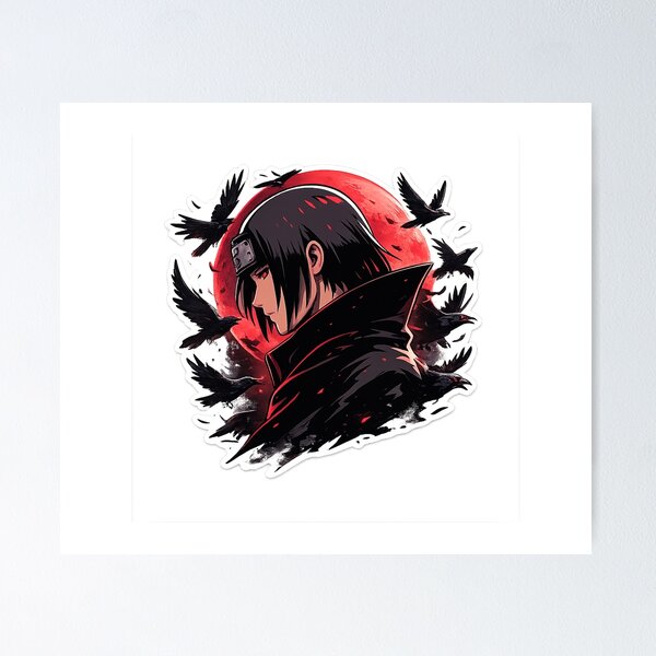 Item preview, Dark Shinobi with Crows – Red Moon Anime Aesthetic designed and sold by ustylelab.