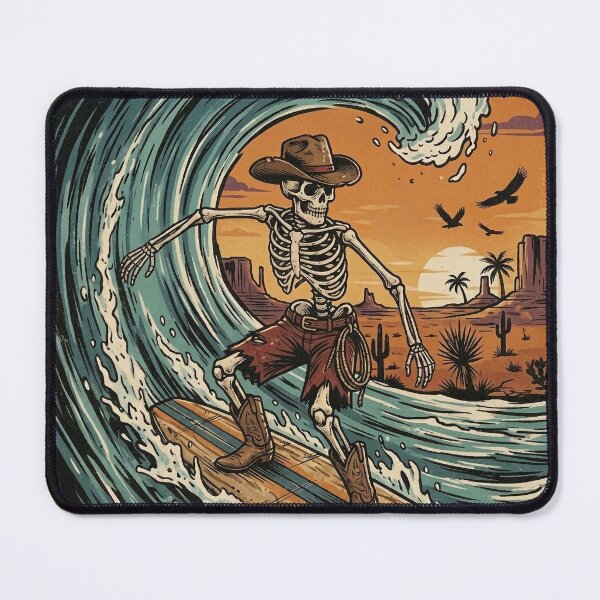 Item preview, Skeleton Cowboy Surfer Desert Wave designed and sold by Crashed Outfitters.