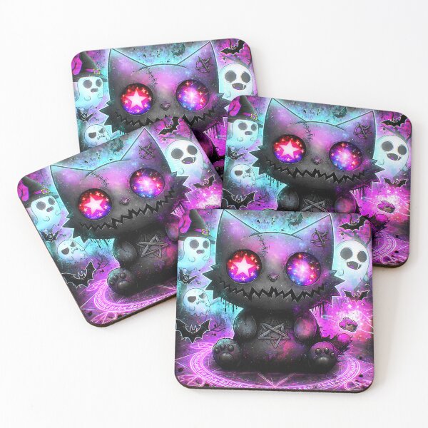Item preview, Cursed Galaxy Cat Witchy Black Cat with Glowing Star Eyes Pentagram Gothic Horror designed and sold by DonaldWaltersxx.