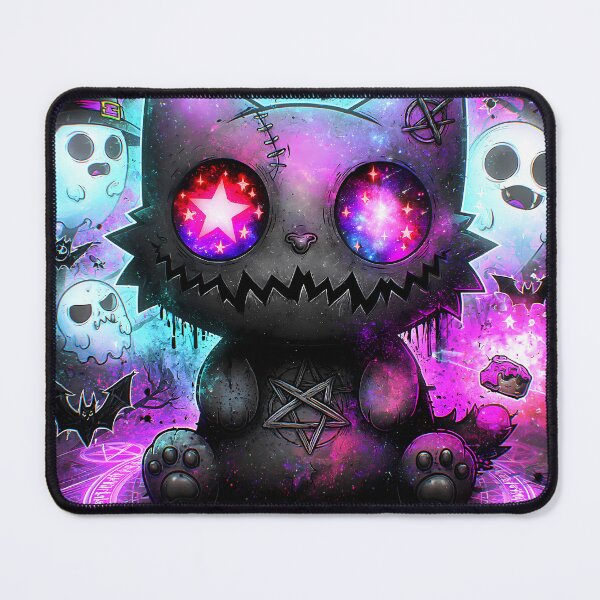 Item preview, Cursed Galaxy Cat Witchy Black Cat with Glowing Star Eyes Pentagram Gothic Horror designed and sold by DonaldWaltersxx.