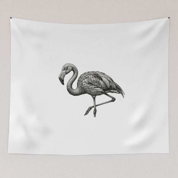 Item preview, Realistic bold line flamingo designed and sold by Minimalisticaly.