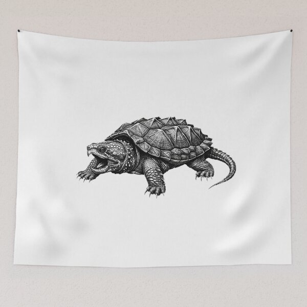 Item preview, Realistic bold line alligator snapping turtle designed and sold by Minimalisticaly.