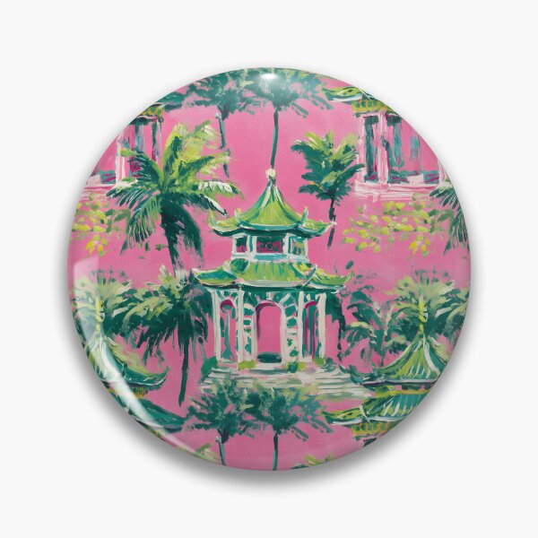 Item preview, Toile de pagoda rosa y verde de estilo preppy de Palm Beach designed and sold by SophieClimaArt.