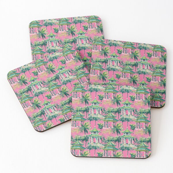 Item preview, Toile de pagoda rosa y verde de estilo preppy de Palm Beach designed and sold by SophieClimaArt.