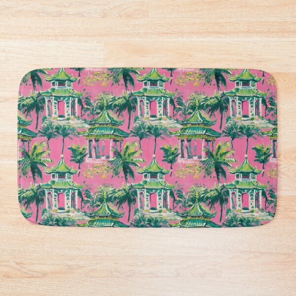 Item preview, Toile de pagoda rosa y verde de estilo preppy de Palm Beach designed and sold by SophieClimaArt.