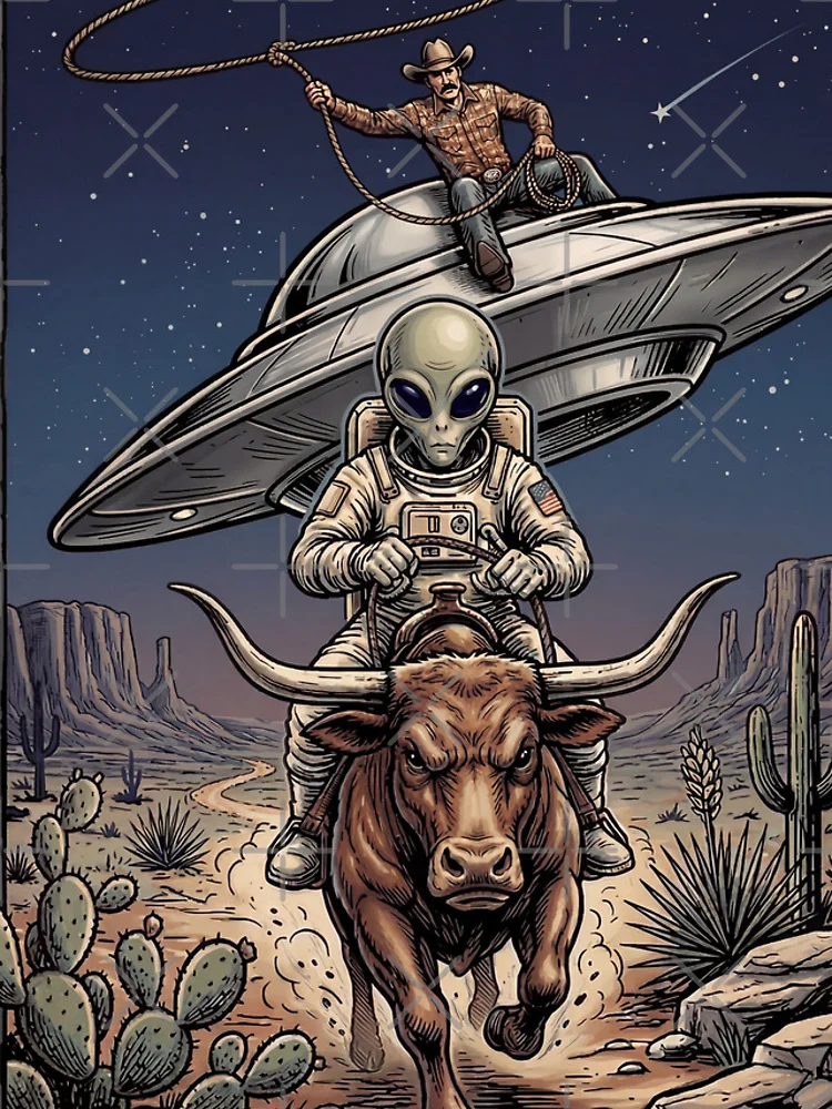 Thumbnail 4 of 4, iPhone Case, Alien Bull Rider Space Cowboy Rodeo designed and sold by Crashed Outfitters.