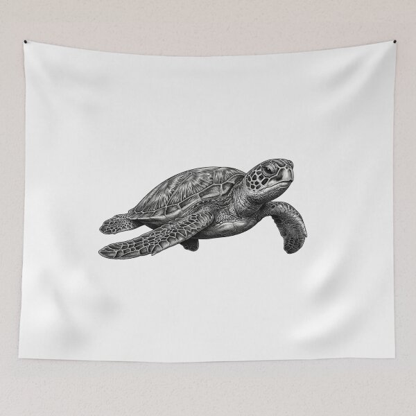 Item preview, Realistic bold line sea turtle designed and sold by Minimalisticaly.
