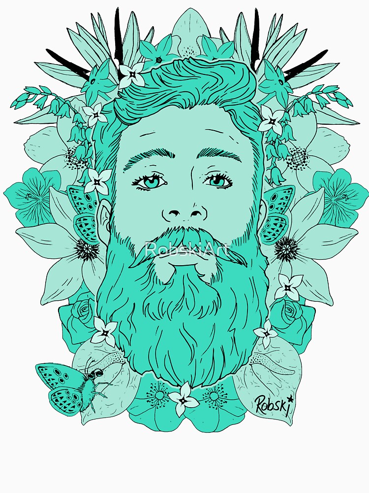 Floral bear Mint Aqua by RobskiArt