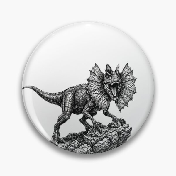 Item preview, Realistic bold line dilophosaurus on rock designed and sold by Minimalisticaly.