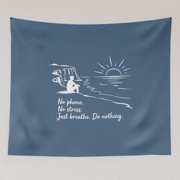 Item preview, No Phone No Stress Just Breathe Do Nothing – Minimalist Beach Line Art designed and sold by Waldero.