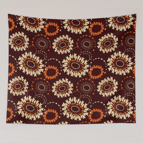 Item preview, Geometric brown flowers designed and sold by ANVivid.