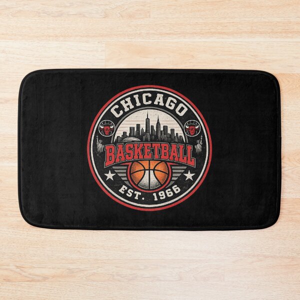 Item preview, Chicago Basketball Vintage Shirt – Red Black Skyline Hoops Badge Tee designed and sold by TKOprintdesigns.