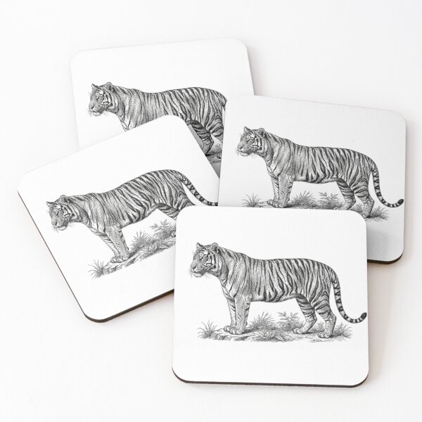 Item preview, Realistic fine line black and white tiger designed and sold by Minimalisticaly.