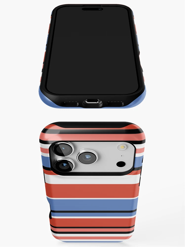 Thumbnail 3 of 4, iPhone Case, Tomato Red Pattern Rectangular Line Art Coffee designed and sold by Rolographics1.