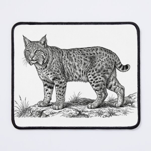 Item preview, Realistic fine line black and white bobcat designed and sold by Minimalisticaly.